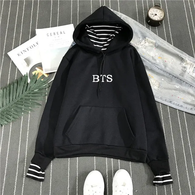 2018 New BTS Hoodie Bangtan Boys Hoodies Sweatshirt Tops Pullovers Kpop Fans Clothes Oversized Solid Cotton Harajuku Kawaii Tops