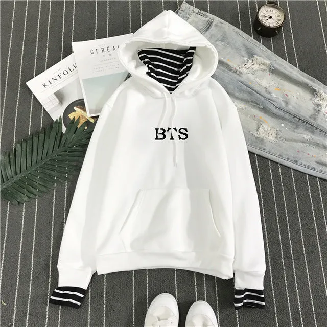 2018 New BTS Hoodie Bangtan Boys Hoodies Sweatshirt Tops Pullovers Kpop Fans Clothes Oversized Solid Cotton Harajuku Kawaii Tops