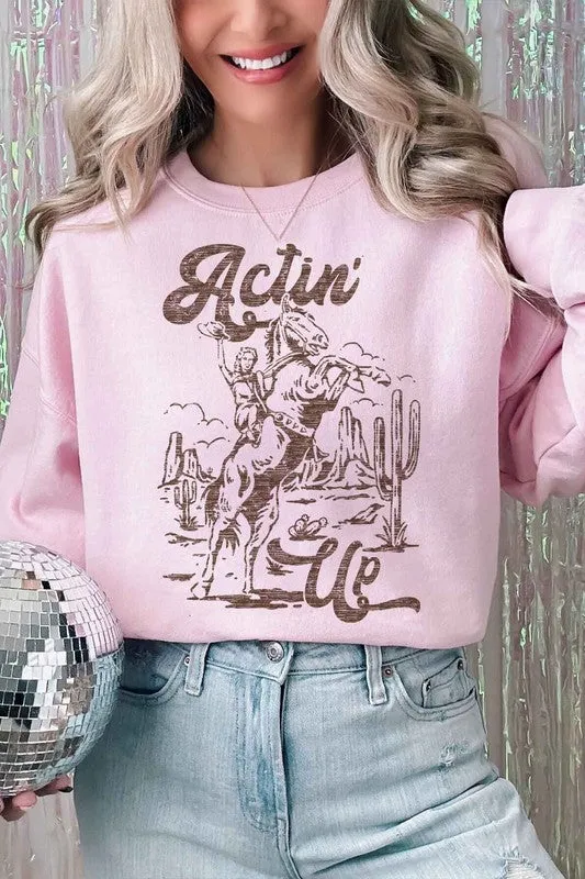 ACTIN UP WESTERN COWGIRL OVERSIZED SWEATSHIRT