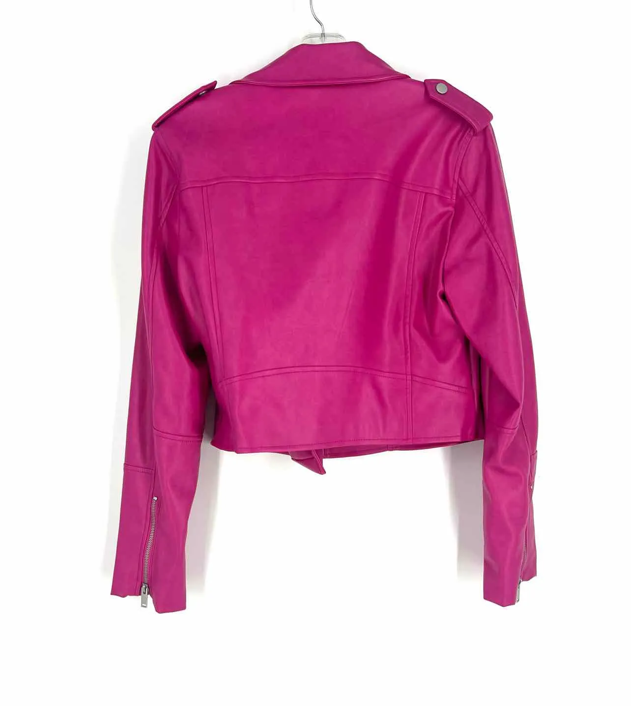 Avec Les Filles Size S Hot Pink/Silver Faux Leather Jackets Jacket