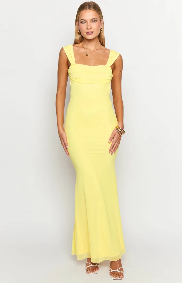 Beverley Yellow Mesh Maxi Dress