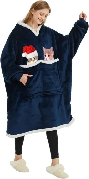 Birity Blanket Hoodie,Super Soft Warm Wear-Resistant Sweatshirt Blankets,Comfortable Enlarged Giant Pocket and Plush Blanket Jumper.One size fits all UK People Include Men,Women,Elderlys,Teenagers.