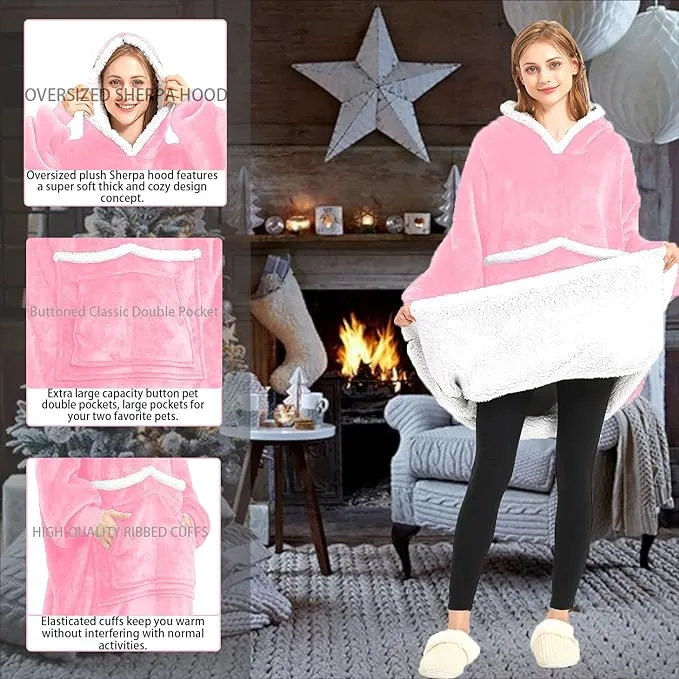 Birity Blanket Hoodie,Super Soft Warm Wear-Resistant Sweatshirt Blankets,Comfortable Enlarged Giant Pocket and Plush Blanket Jumper.One size fits all UK People Include Men,Women,Elderlys,Teenagers.