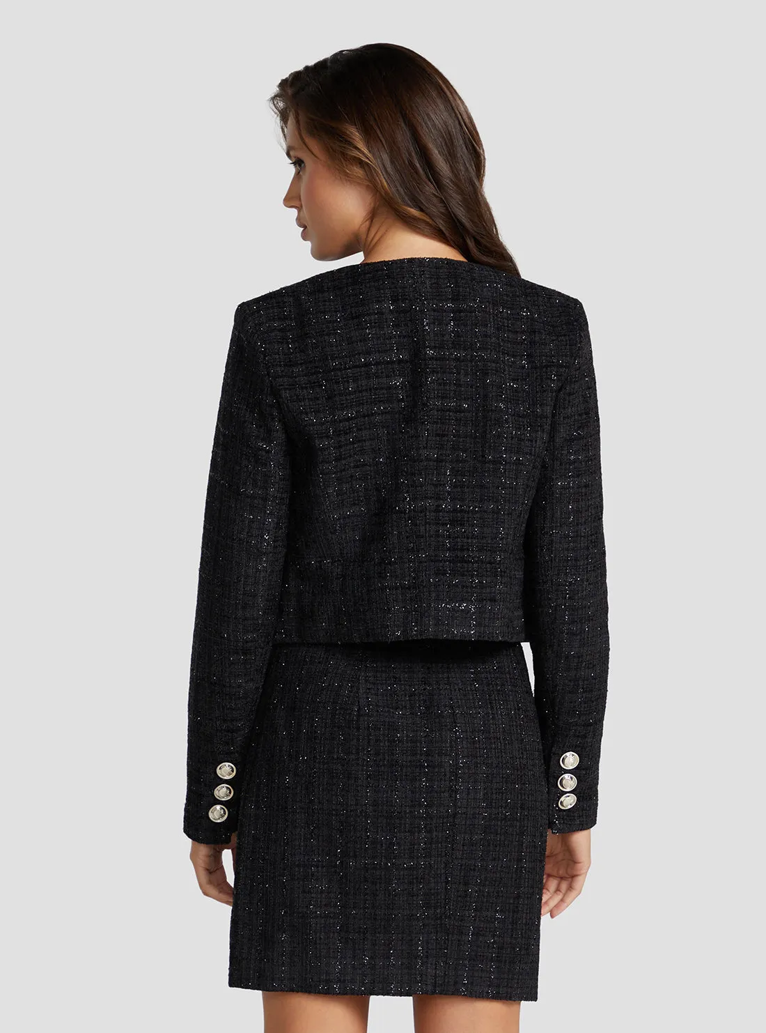 Black Alara Shimmer Tweed Jacket