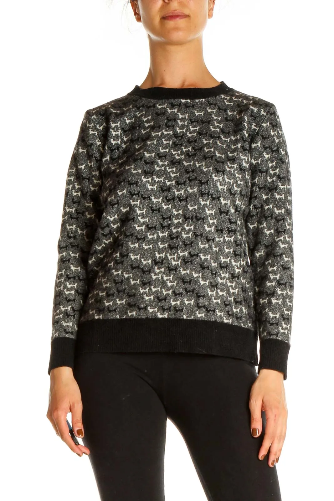 Black Graphic Print Party Sweater