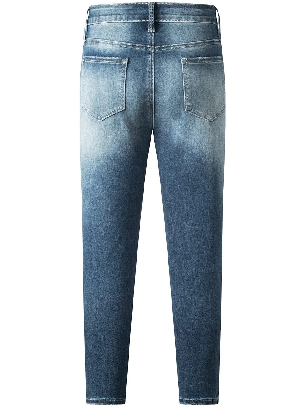 Blue Distressed Ripped Skinny Jeans - Fashionable Distressed Blue Skinny Jeans