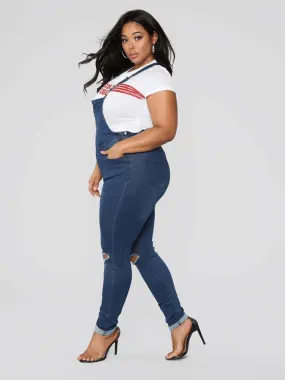 Bodycon Ripped Denim Overalls