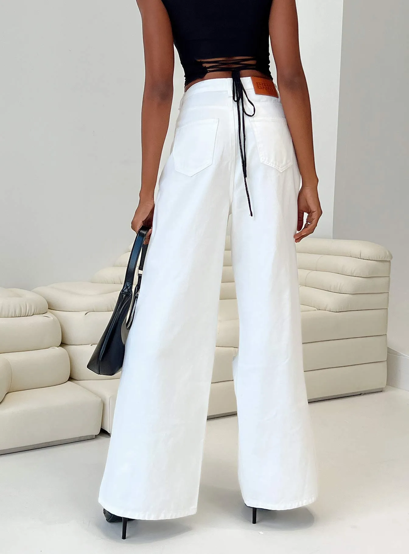 Chavez Wide Leg Jeans White Denim