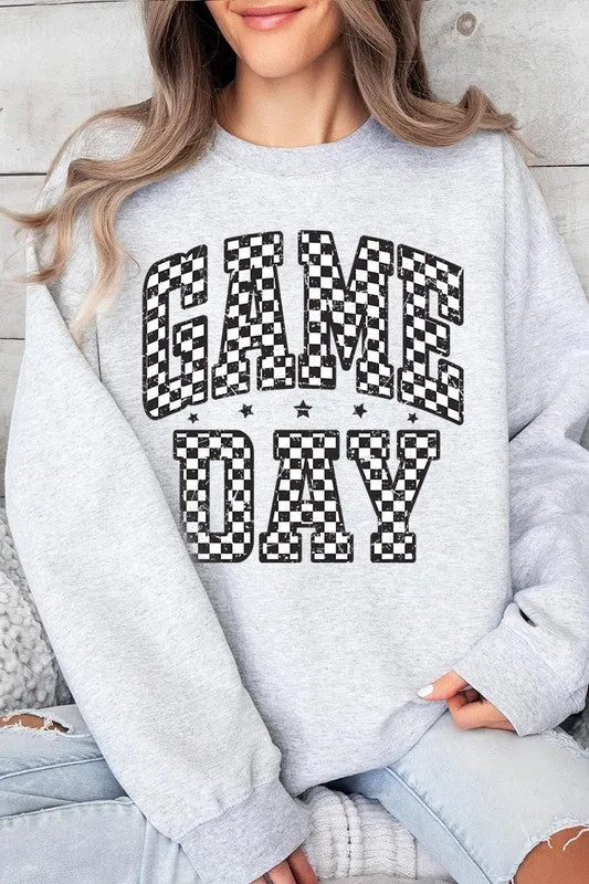 Checkered Game Day Graphic Fleece Sweatshirts