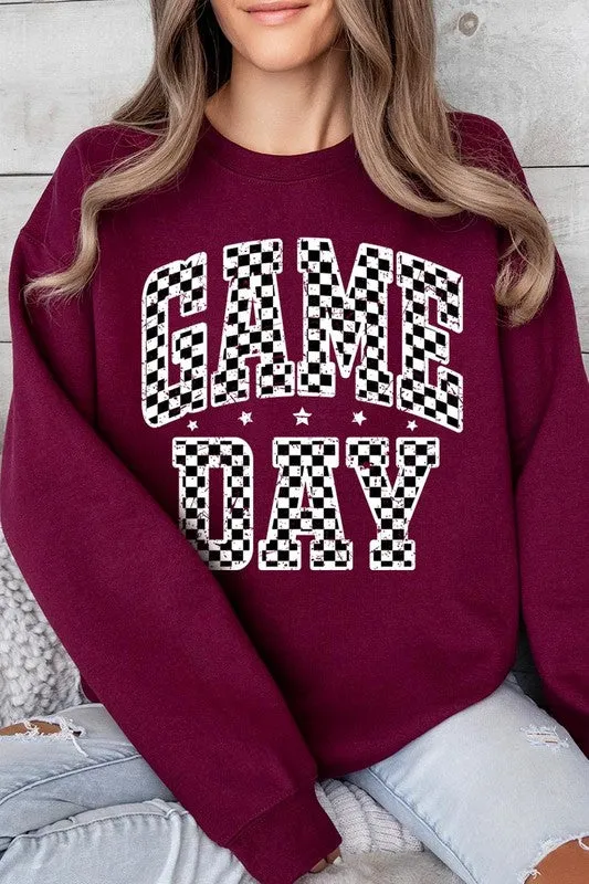 Checkered Game Day Graphic Fleece Sweatshirts