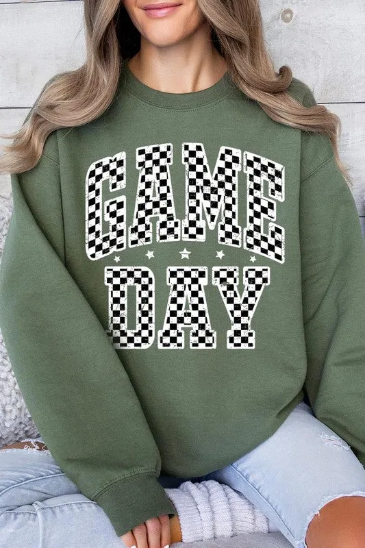 Checkered Game Day Graphic Fleece Sweatshirts