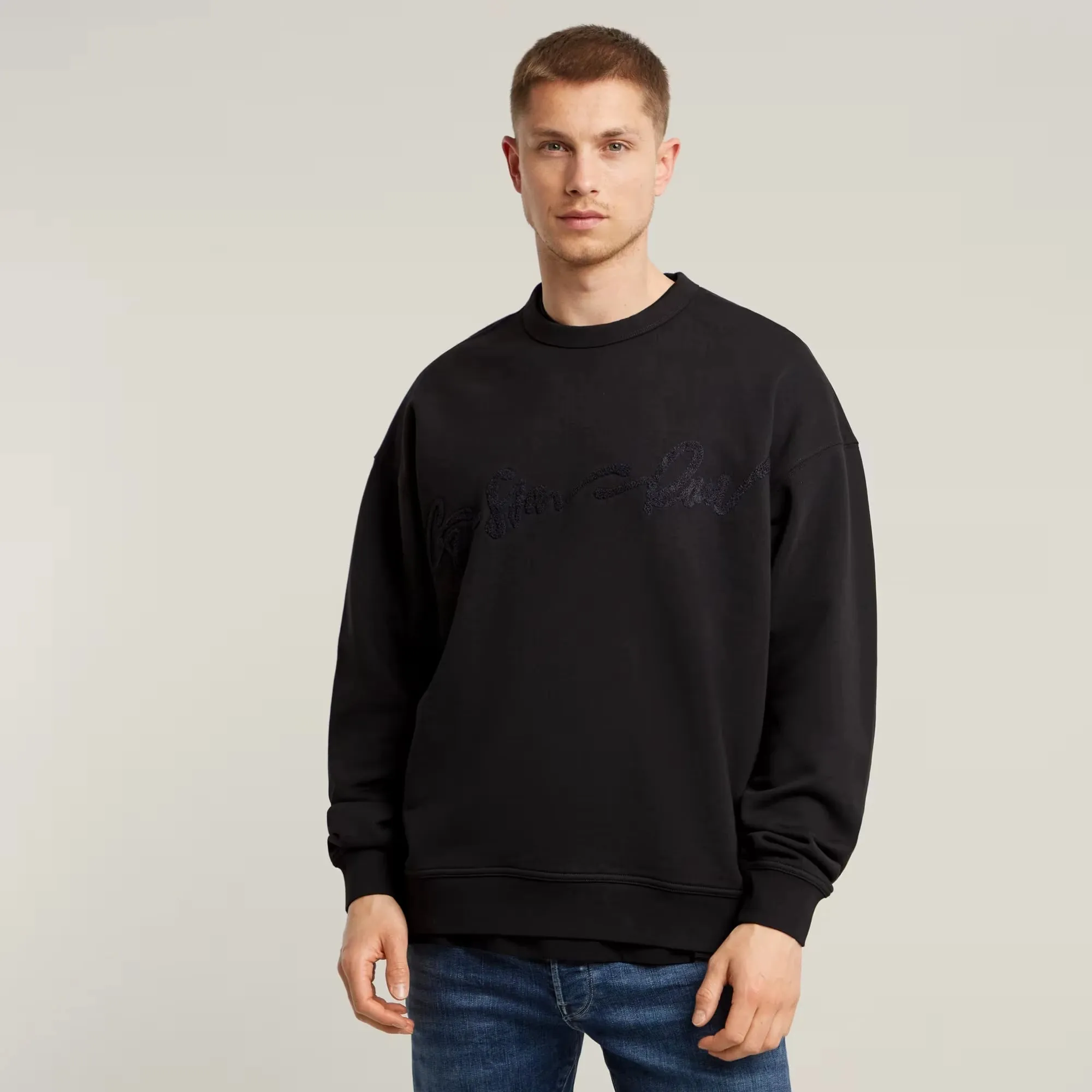 Chenille G-Script Loose Sweater (Black) - D25134-D257-6484