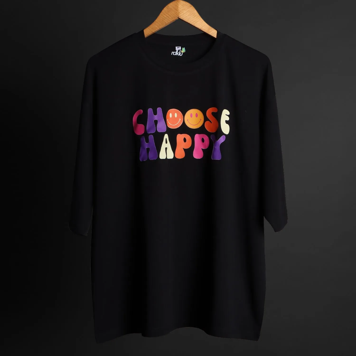 CHOOSE HAPPY MEN'S PRINTED OVER SIZE TEE#16