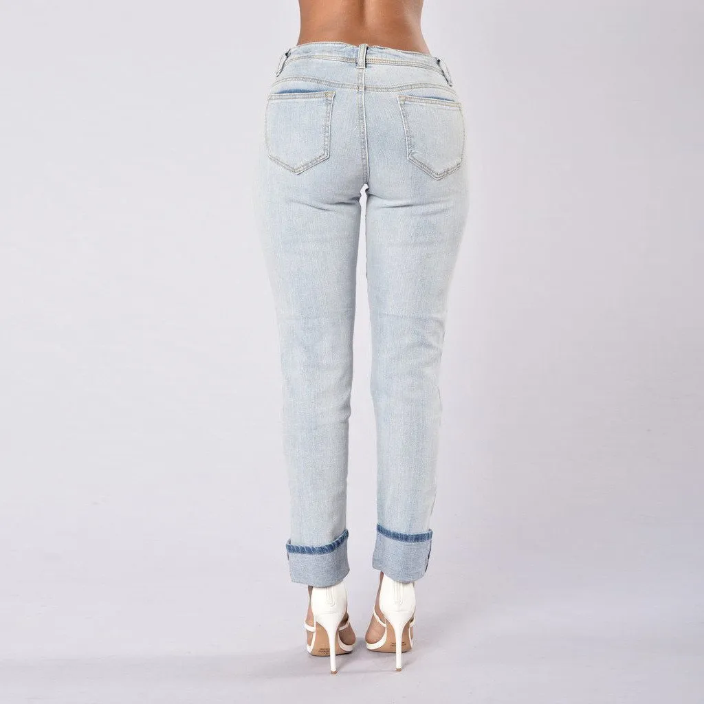 Clearance 9/10 Holes Ripped Straight Slim Beggar Edge Jeans