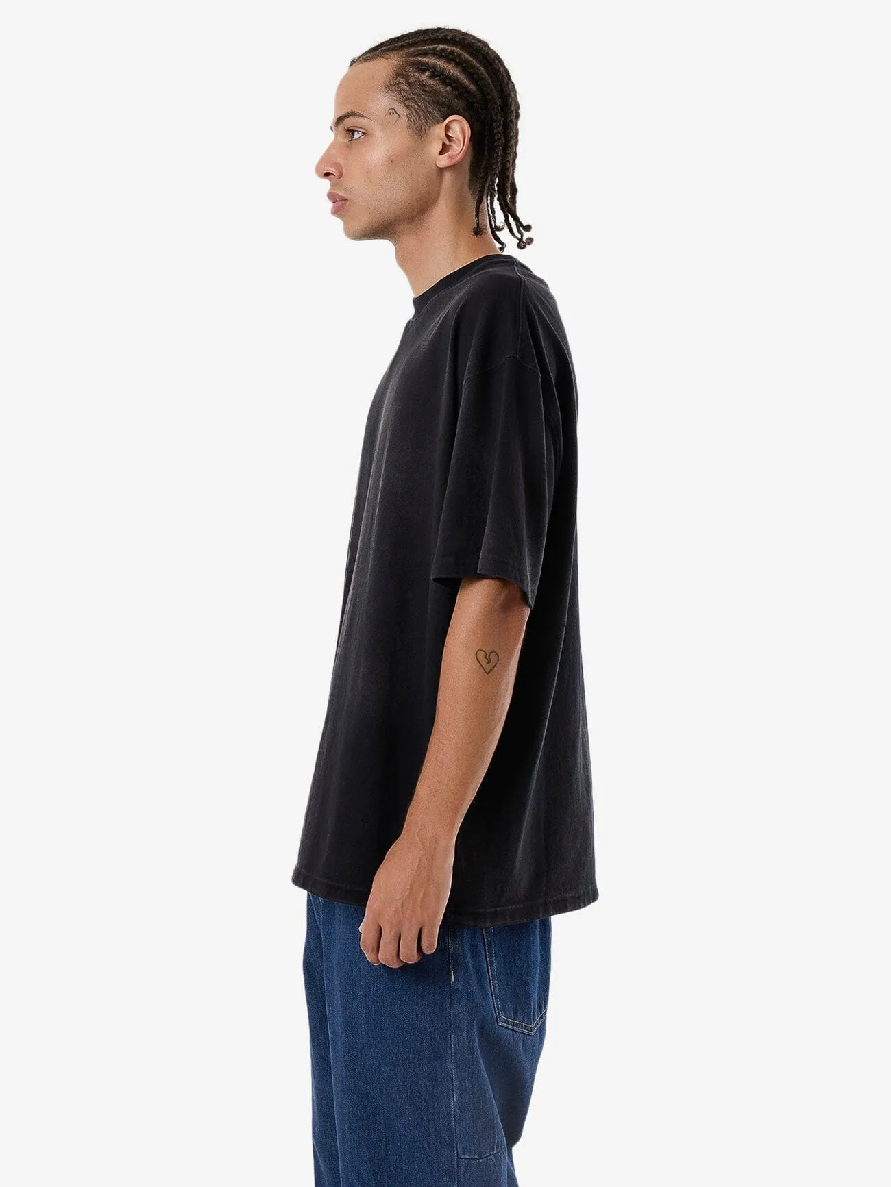 Cortex Worn Box Fit Oversize Tee - Faded Black