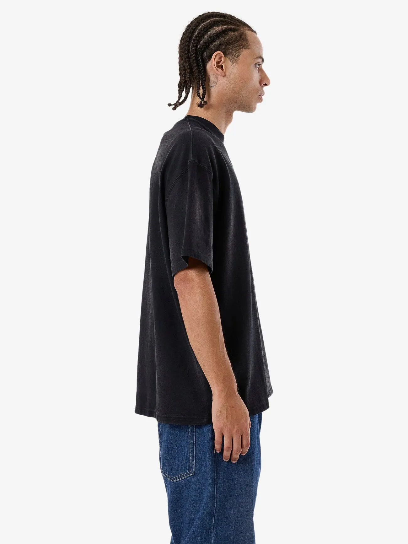 Cortex Worn Box Fit Oversize Tee - Faded Black