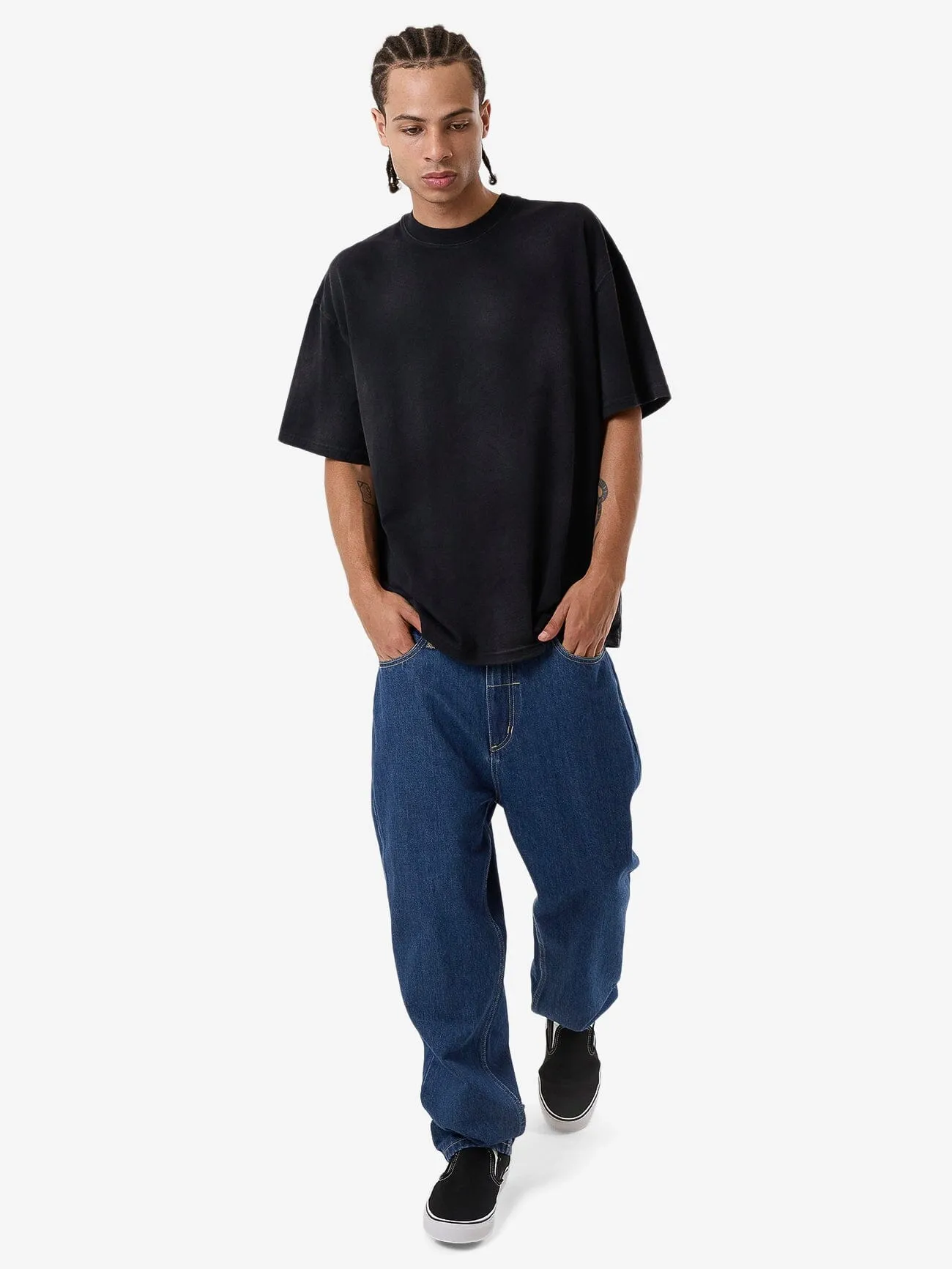 Cortex Worn Box Fit Oversize Tee - Faded Black