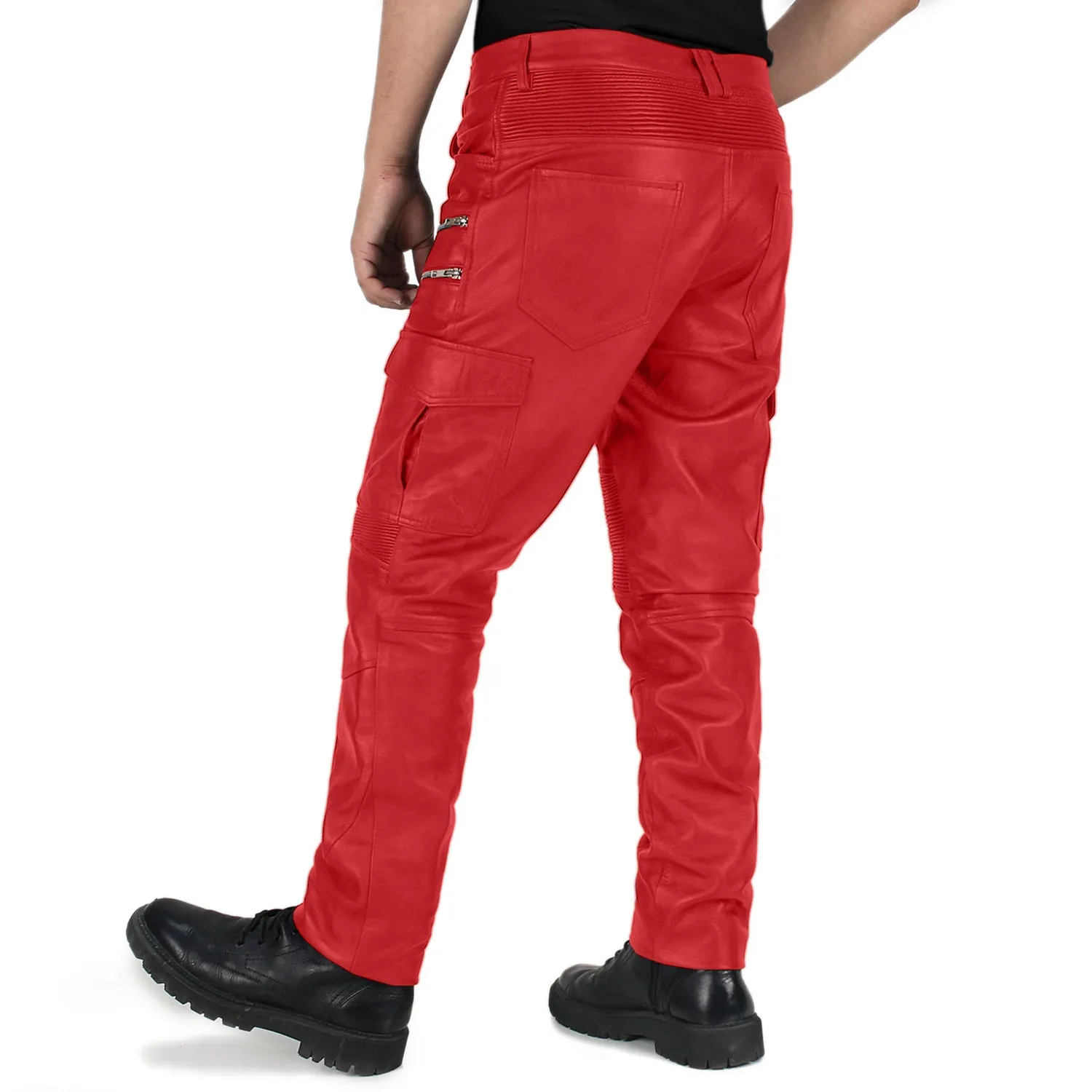 Eryon Men's Red Faux Leather Pants