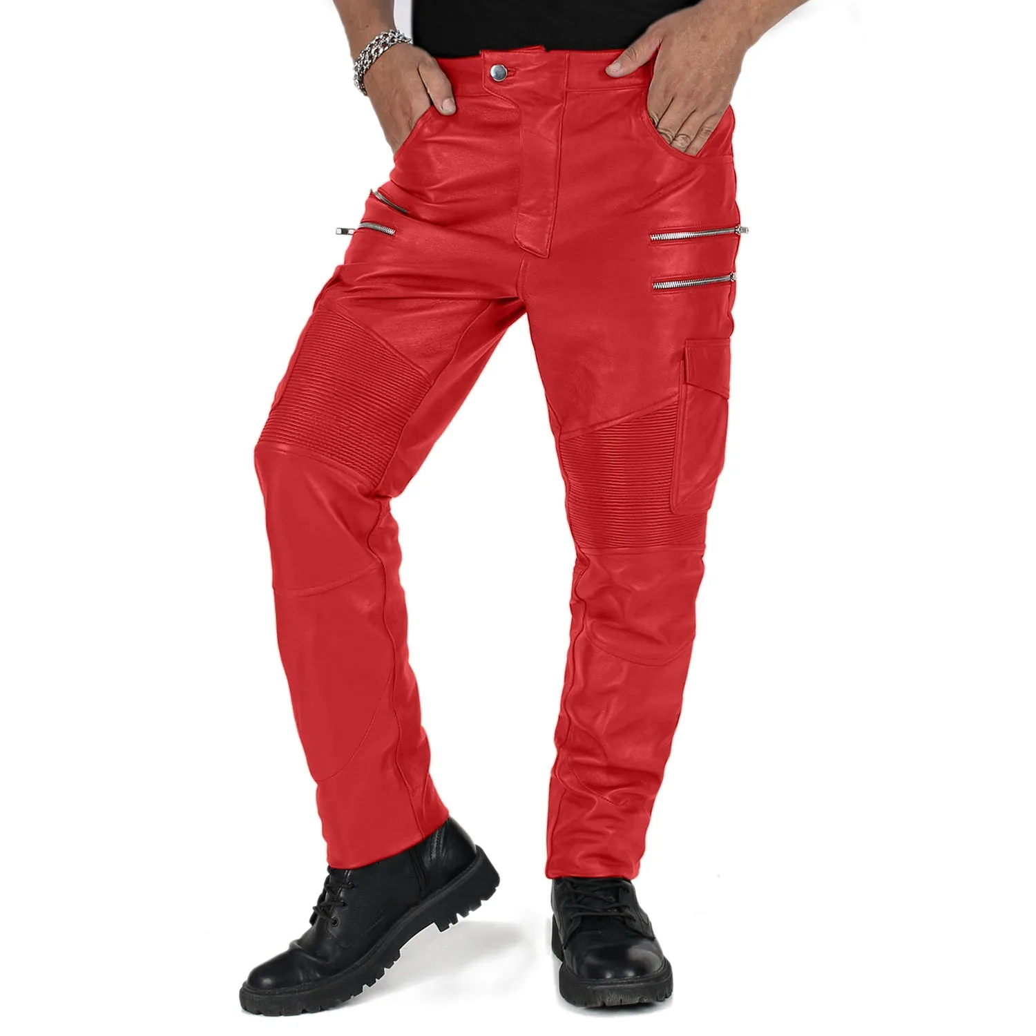 Eryon Men's Red Faux Leather Pants