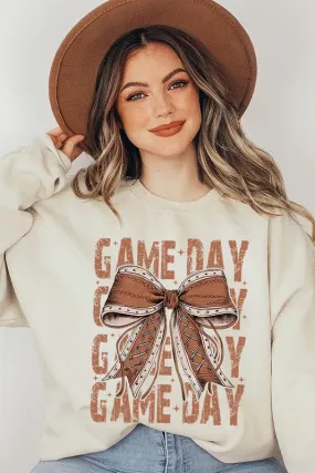 Game Day Football Bow Graphic Fleece Sweatshirts