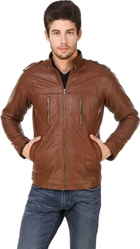 Garmadian Brown Faux Leather Jacket for Men