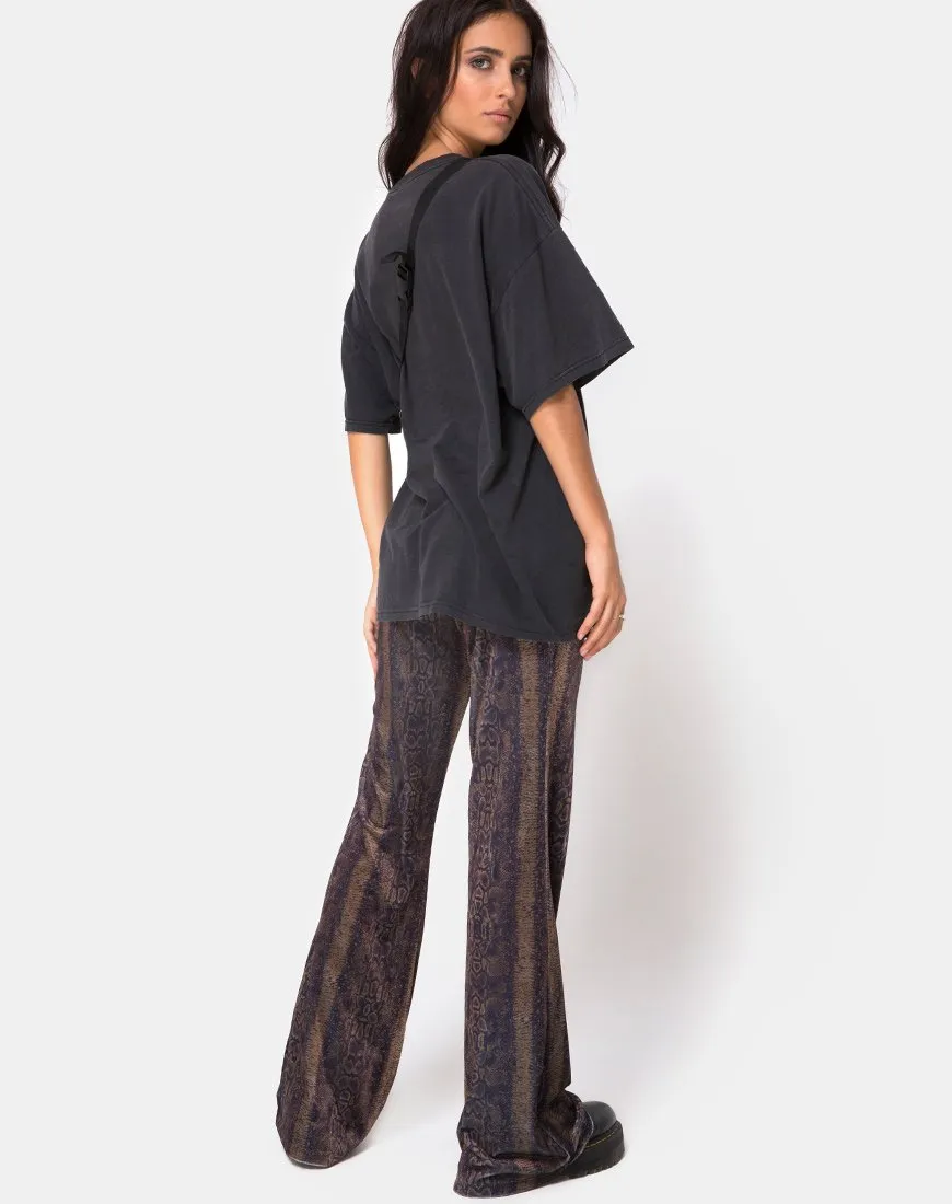 Herlom Flare Trouser in Velvet Brown Snake