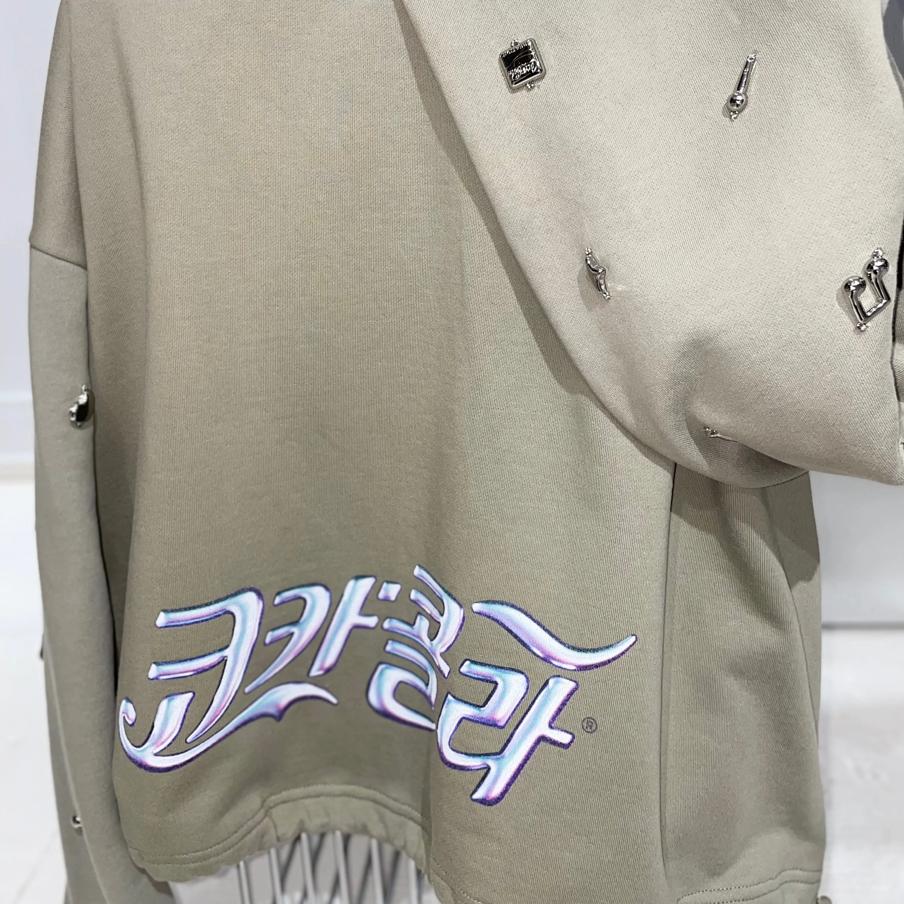 K-Wave Silver Charm Sleeves Hoodie