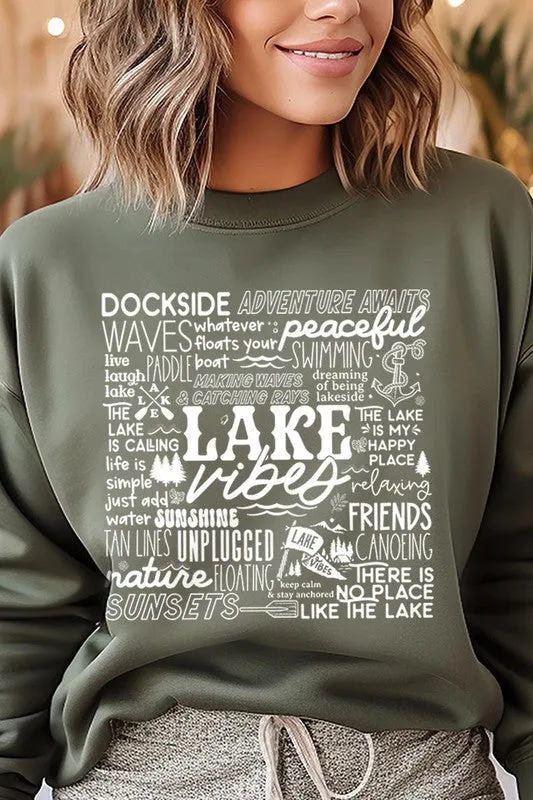 Lake Vibes Subway Art Graphic Fleece Sweatshirts