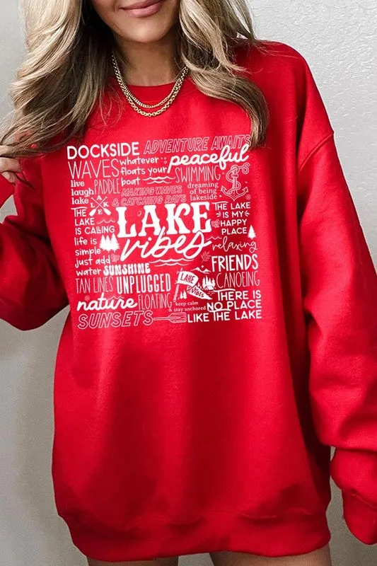 Lake Vibes Subway Art Graphic Fleece Sweatshirts