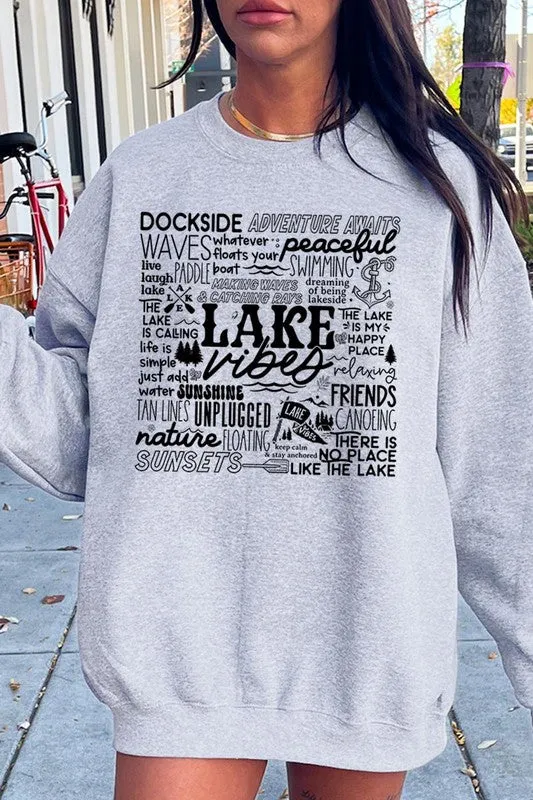 Lake Vibes Subway Art Graphic Fleece Sweatshirts