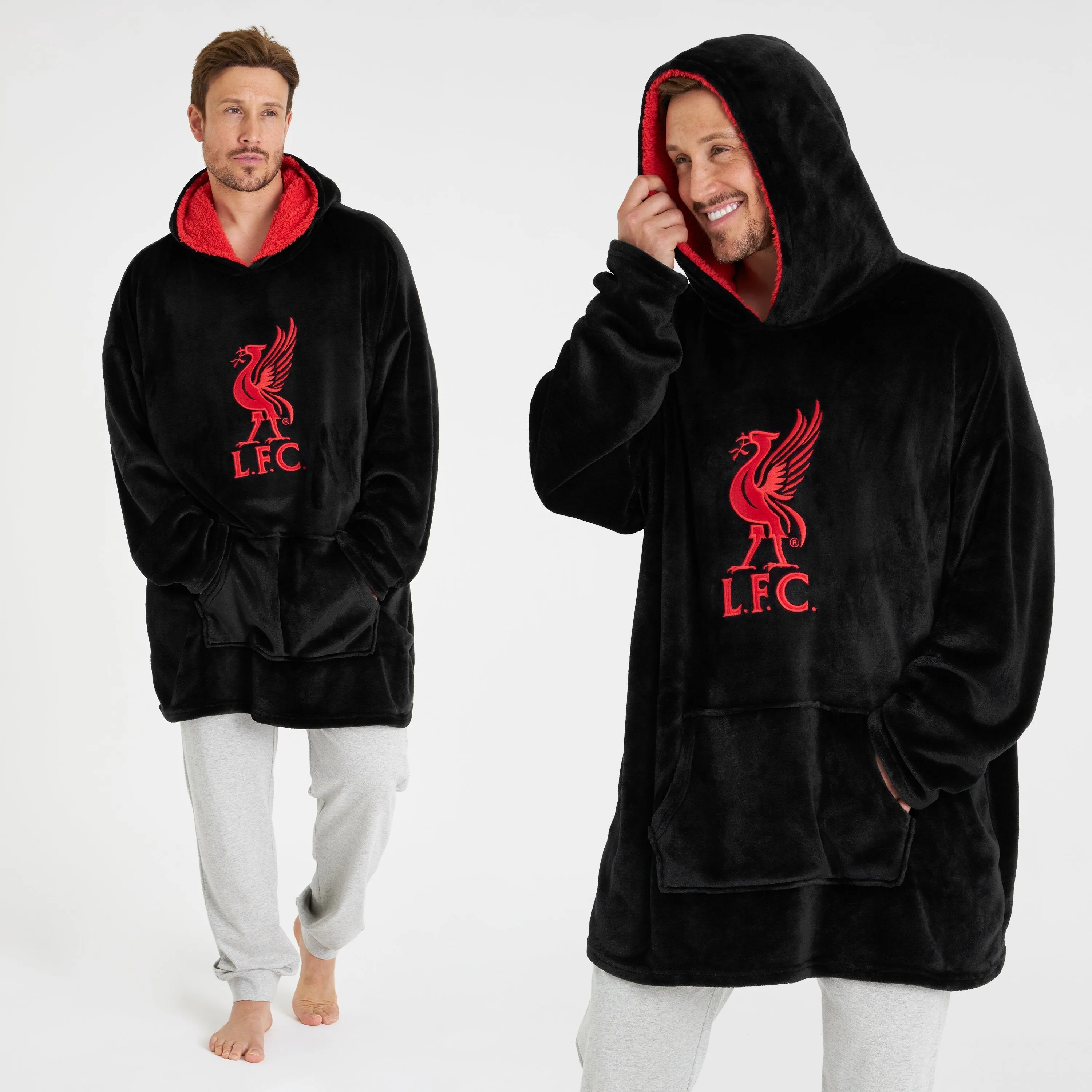 Liverpool Oversized Black Hooded Poncho for Adults