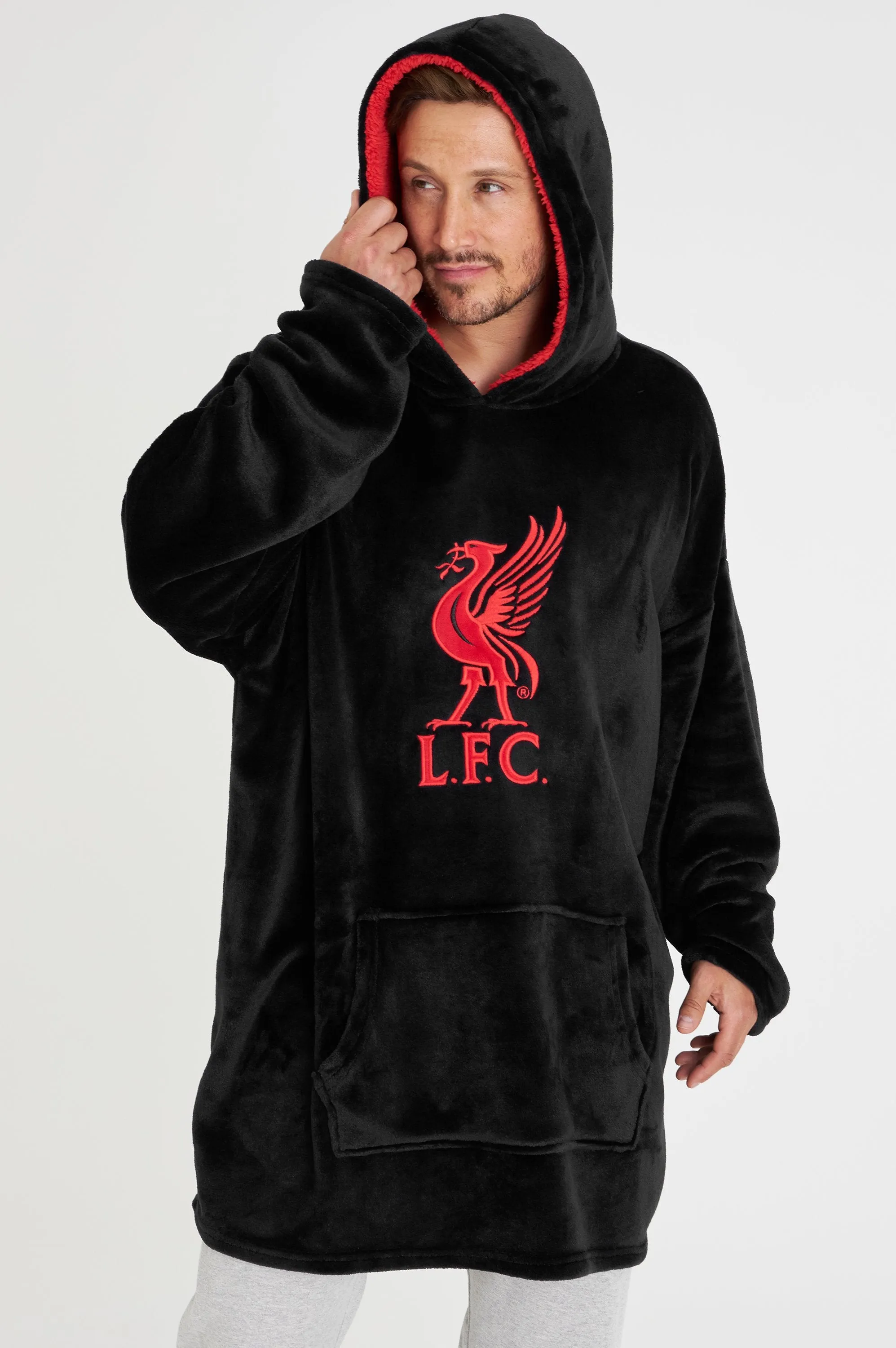 Liverpool Oversized Black Hooded Poncho for Adults