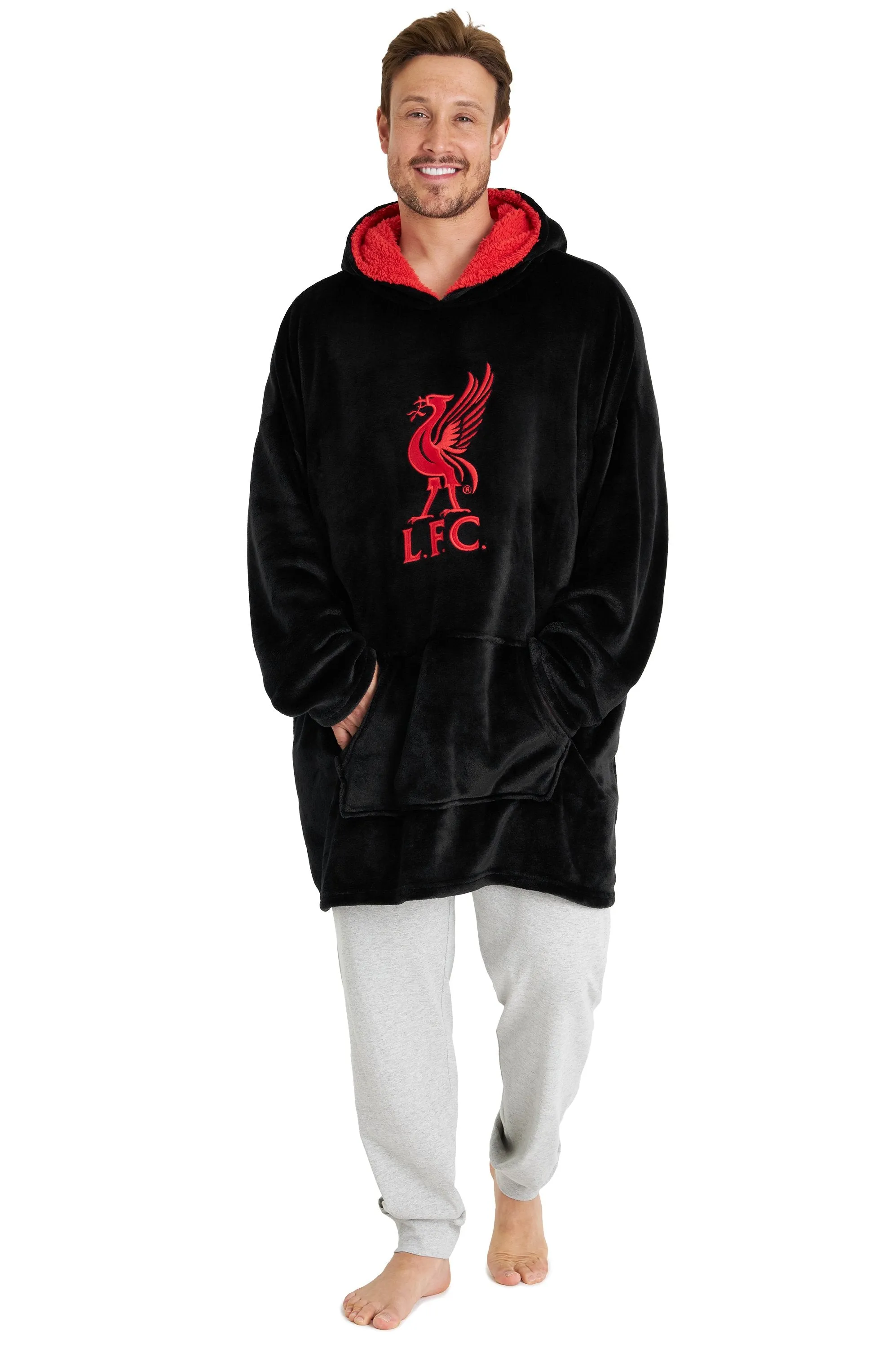 Liverpool Oversized Black Hooded Poncho for Adults