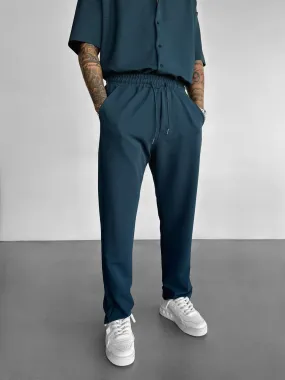 Loose Fit Lines Trousers - Indigo