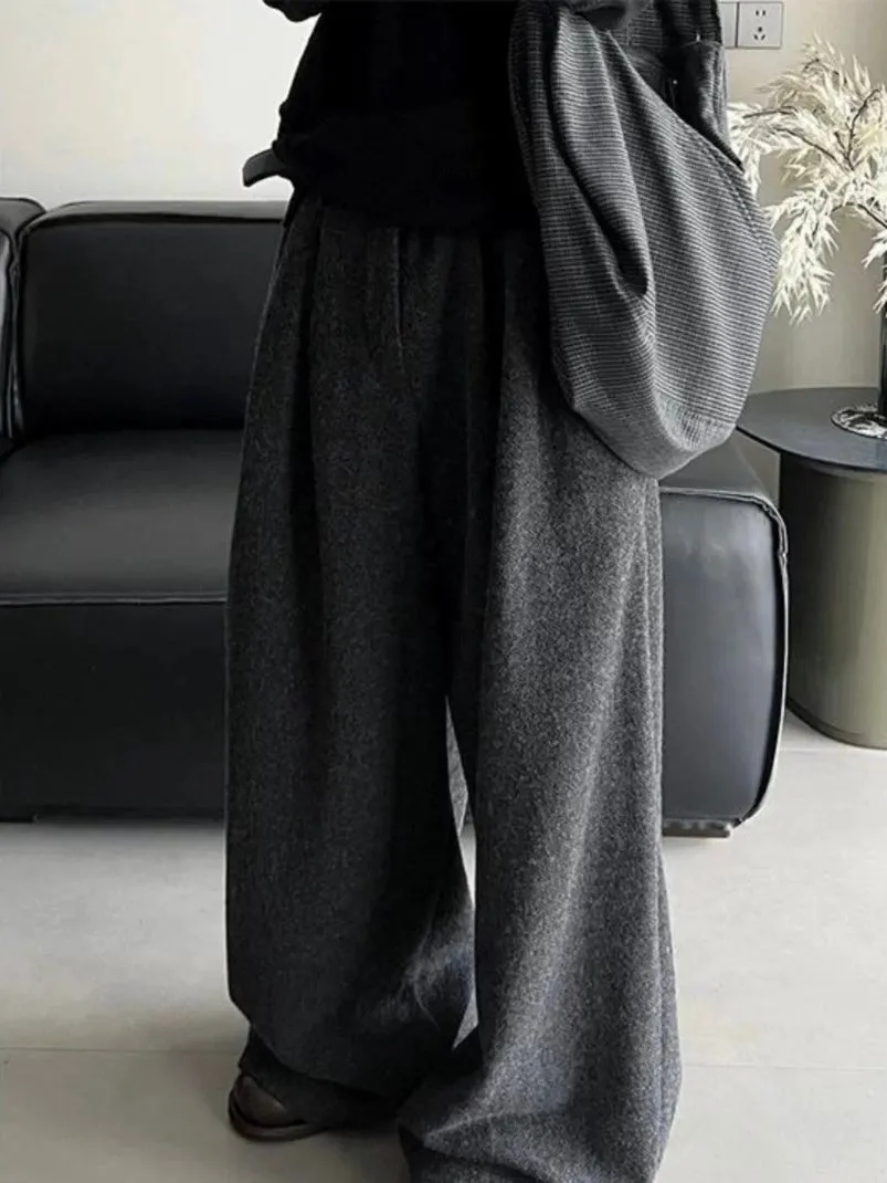 Loose Wide-Leg Floor-Length Trousers