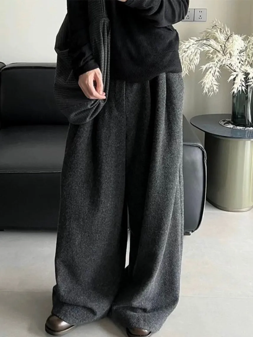 Loose Wide-Leg Floor-Length Trousers