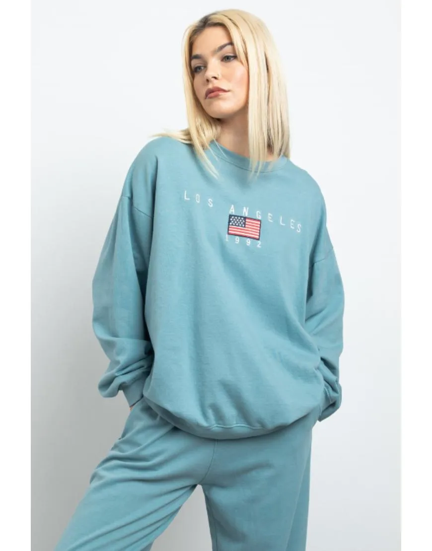 Los Angeles Logo Oversized Sweatshirt Fleece