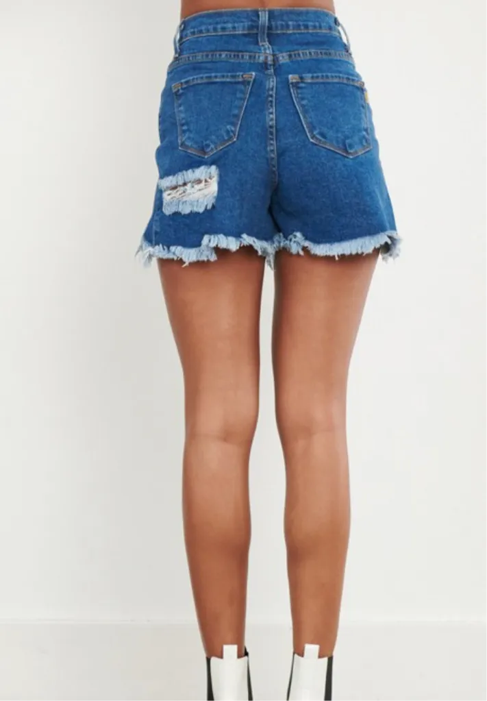 Medium Stone Denim Shorts