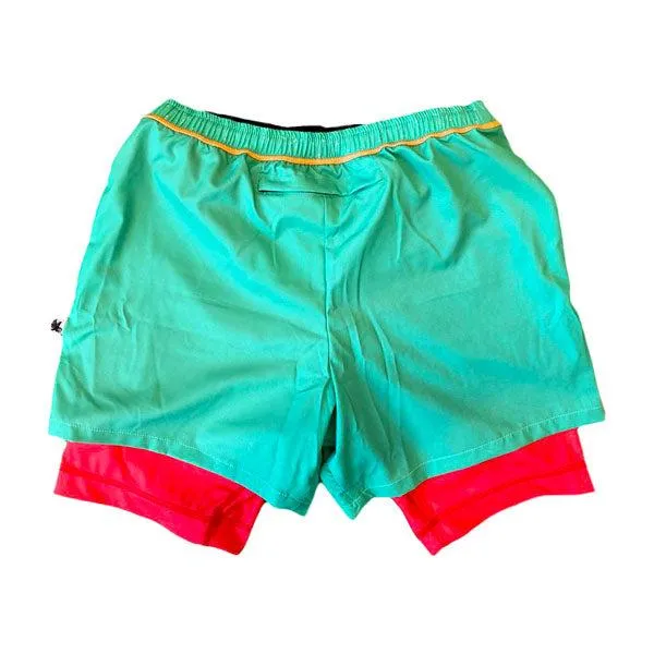 Mens 2-1 Compression Retro Paddle 7" Shorts