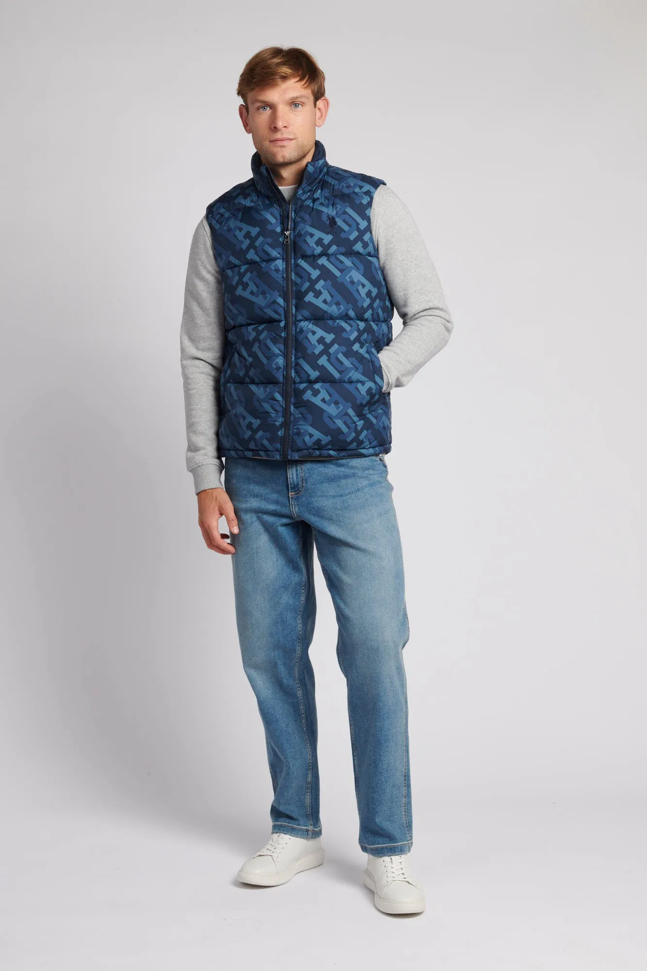 Mens Monogram Gilet in Navy Blue