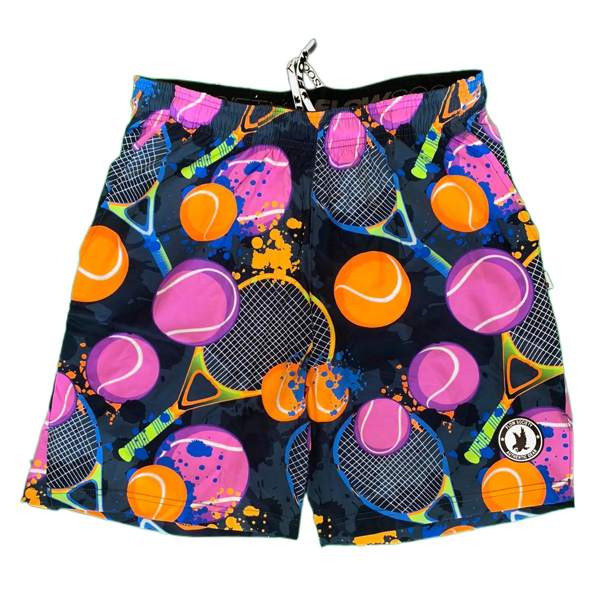 Mens Tennis Flow Print Short 7" Charcoal