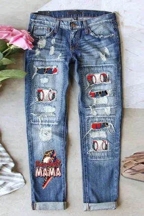 Mid-Rise Ripped Denim Loose Jeans