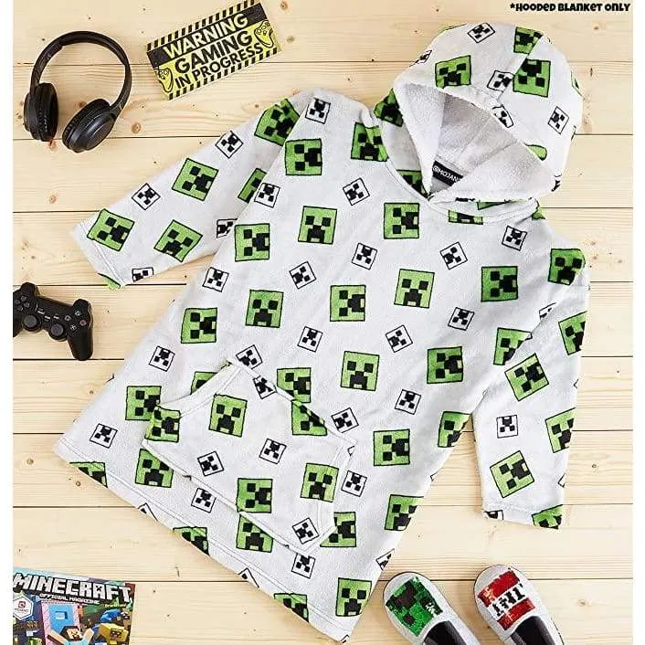 Minecraft Oversized Blanket Hoodie, Fleece Dressing Gown for Boys Girls