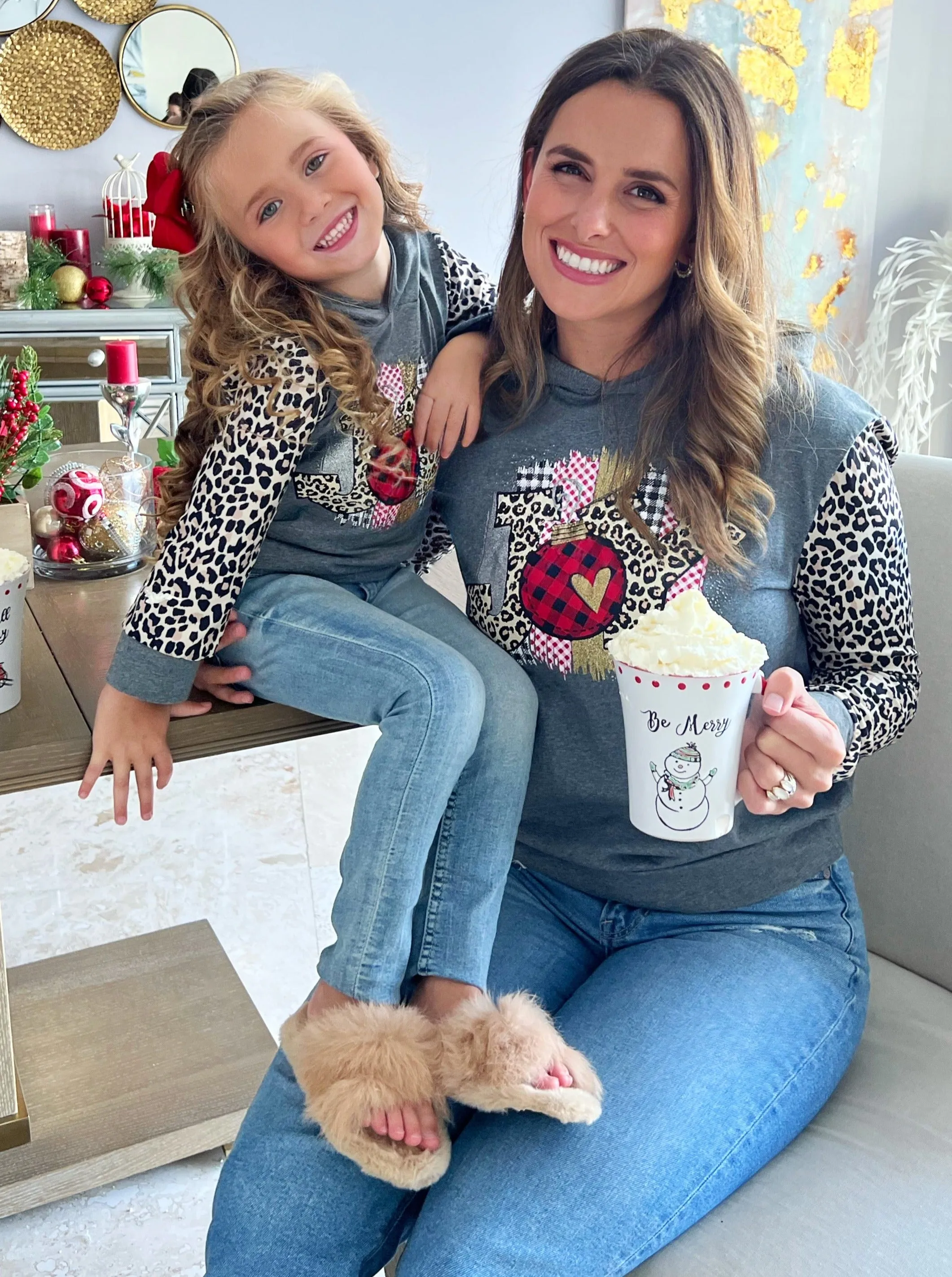 Mommy and Me Joy Leopard Raglan Hoodie