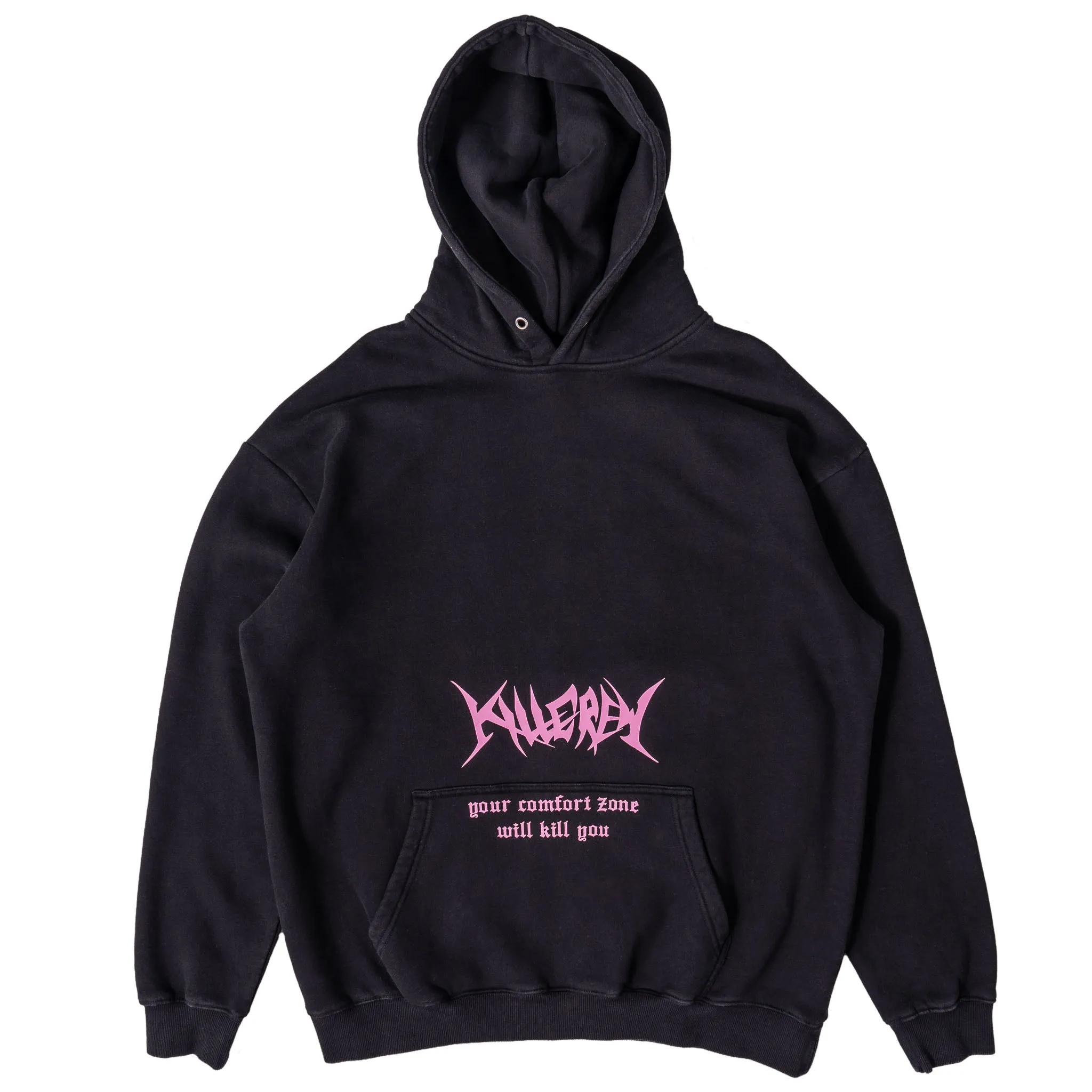 OVERSIZED LUX "COMFORT ZONE" HOODIE - BLACK / PINK