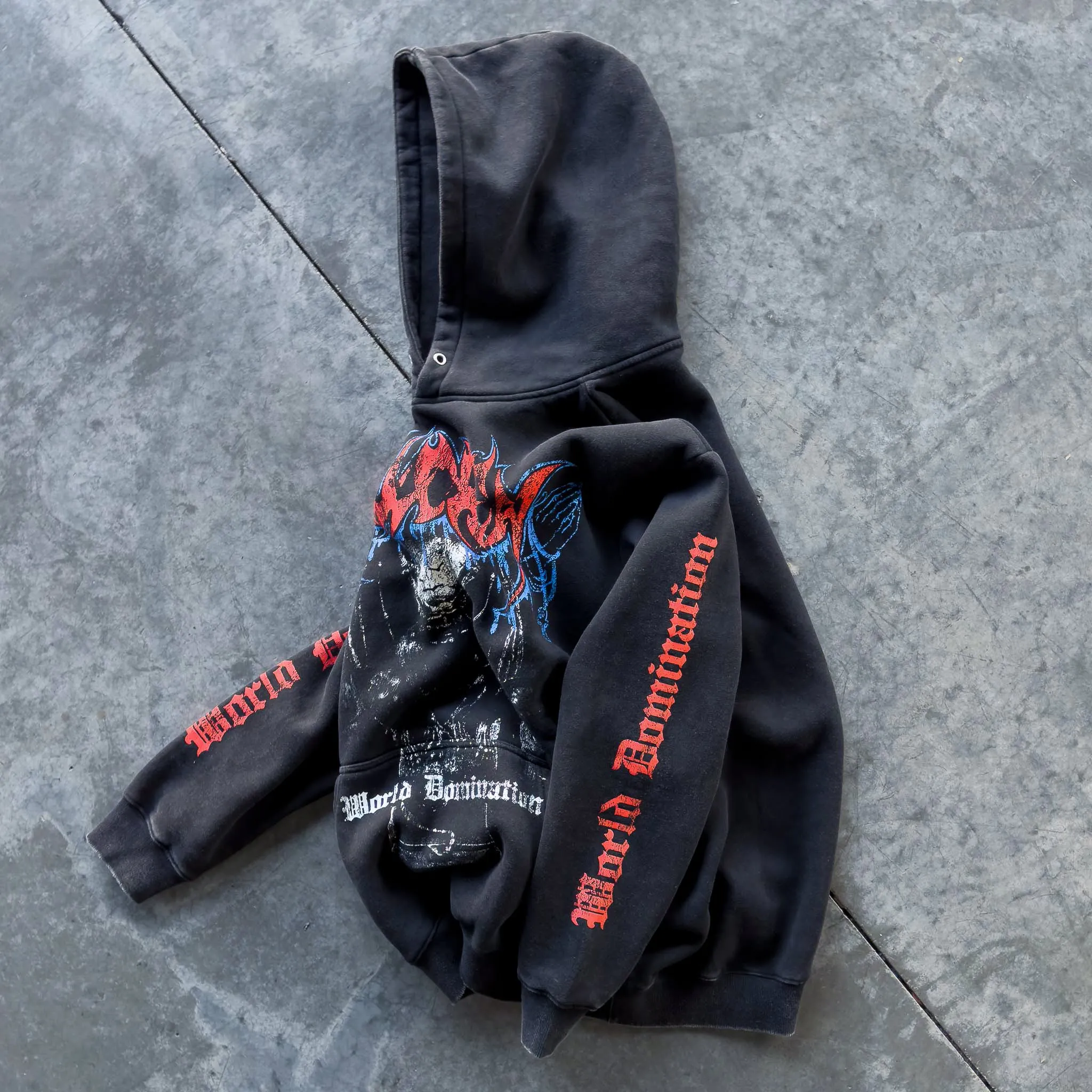 OVERSIZED LUX WORLD DOMINATION HOODIE - BLACK