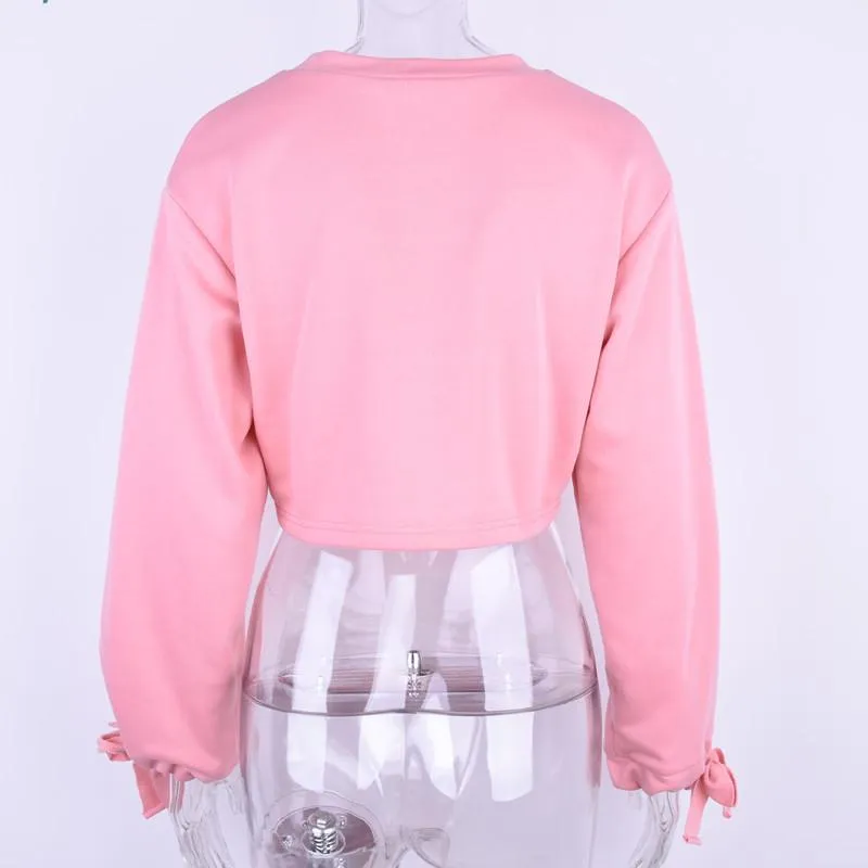 Oversized Pink Cropped Sweatshirt