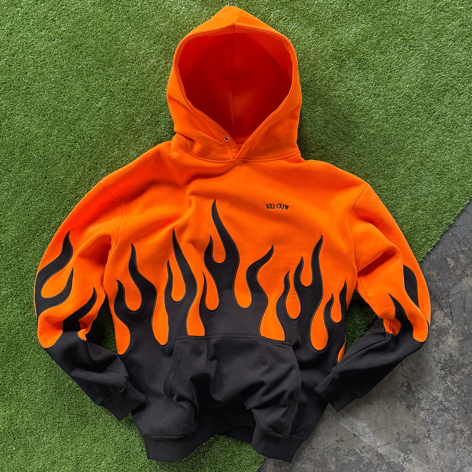 OVERSIZED PREMIUM HEATER HOODIE - ORANGE / BLACK