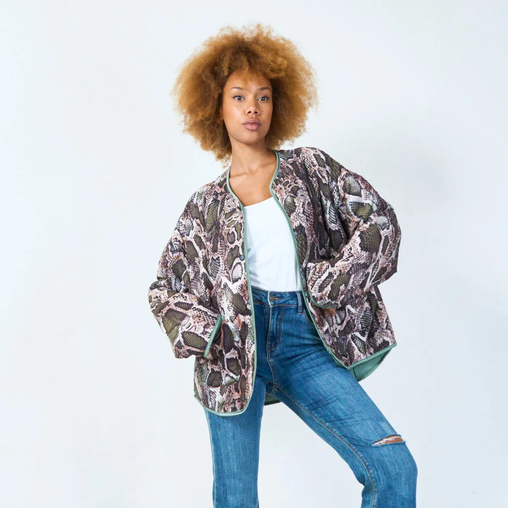 Oversized quilted snake-print jacket wholesale