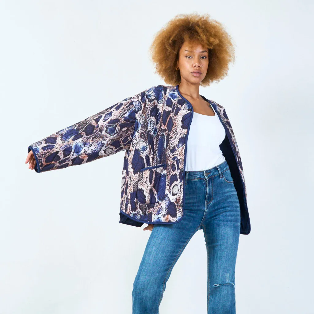 Oversized quilted snake-print jacket wholesale